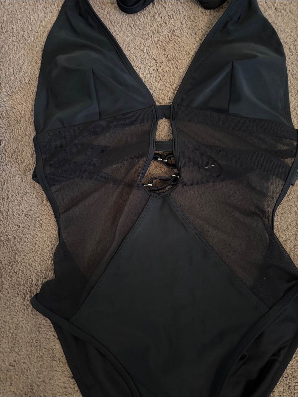 Cupshe Black Mesh One-Piece Swimsuit NWT